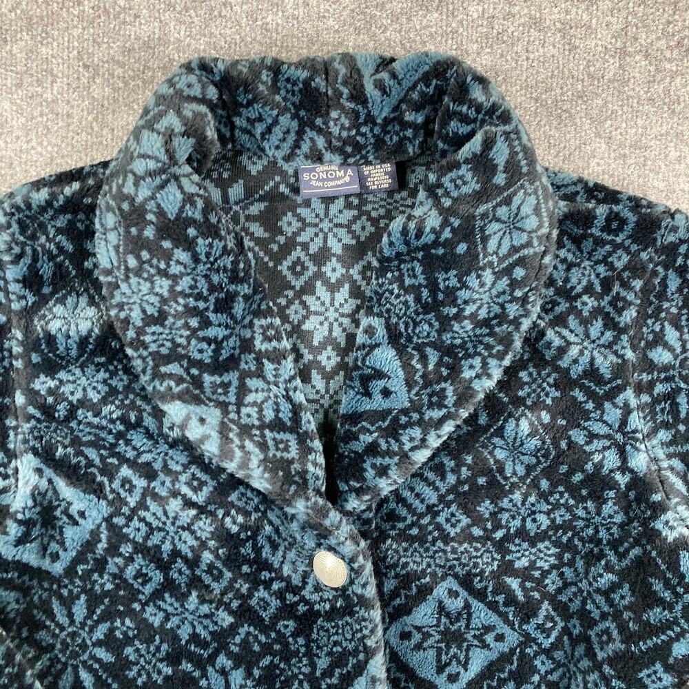 Sonoma Jean‎ Company Cardigan Womens Size L Blue Fuzzy Button Front Retro - Picture 2 of 7